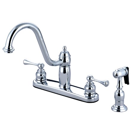 Kingston Brass Heritage Centerset Kitchen Faucet, Chrome KB1111BLBS